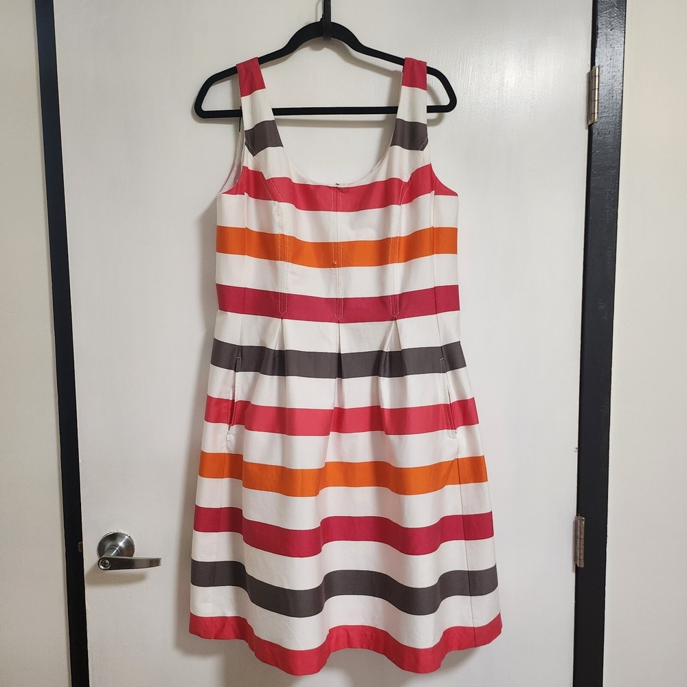 Nine West Pleated Multicolor Fit and Flare Dress Size Large